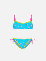 Bikini da bambina a bralette con stampa paisley