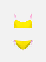 Girl's bralette bikini with St. Barth addicted embroidery