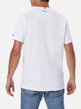 Man cotton t-shirt Blanche with Britto printed pocket | ©BRITTO SPECIAL EDITION