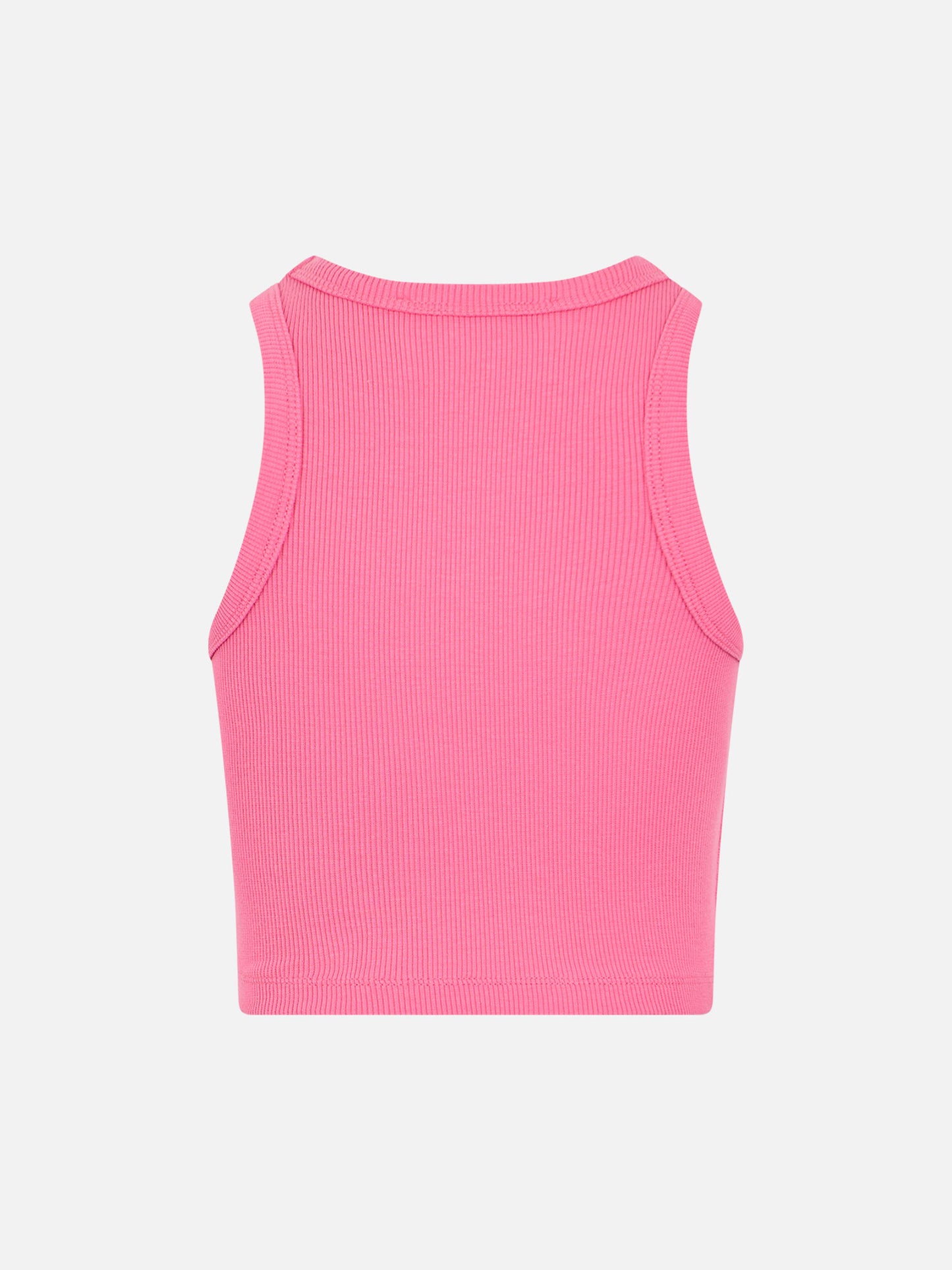 Fuchsiafarbenes Crop-Tanktop aus Rippstrick-Baumwolle für Mädchen