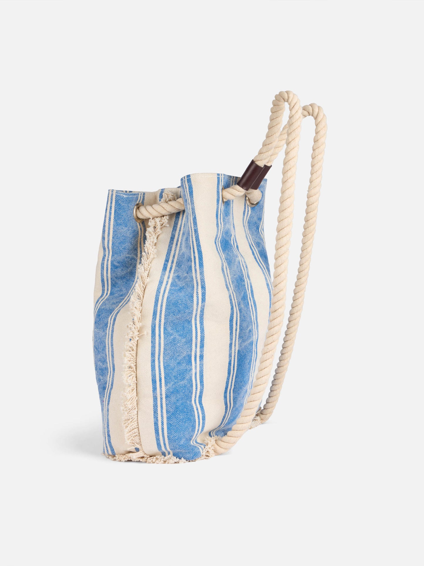 Boat canvas backpack with white and light blue stripes