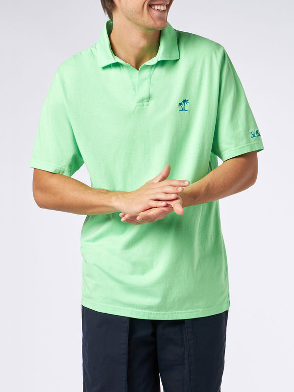 Herren-Poloshirt aus grünem Baumwolljersey