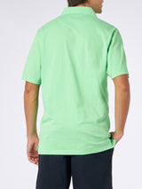 Man green cotton jersey polo