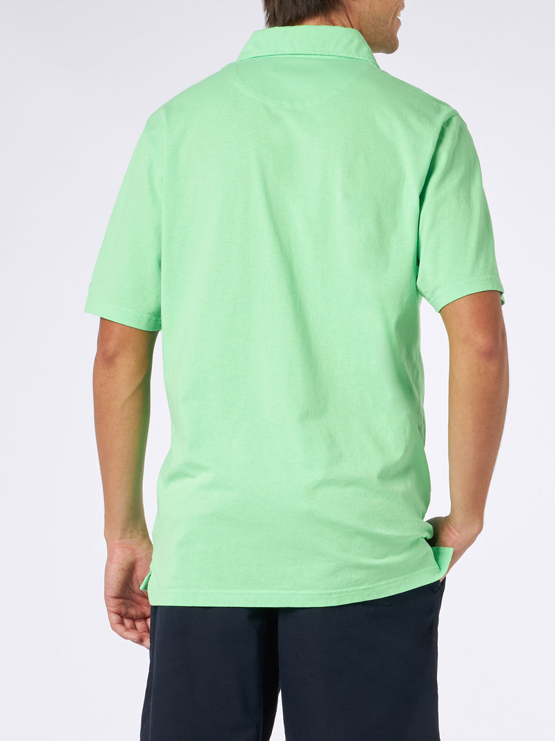 Man green cotton jersey polo