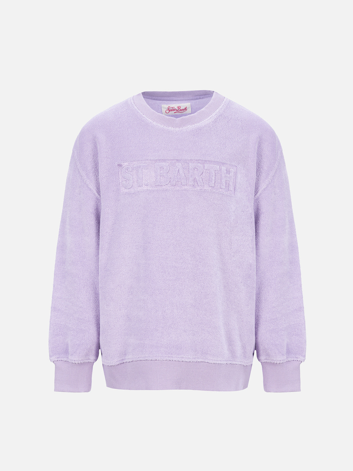 Girl lilac terry sweatshirt Briony with Saint Barth logo