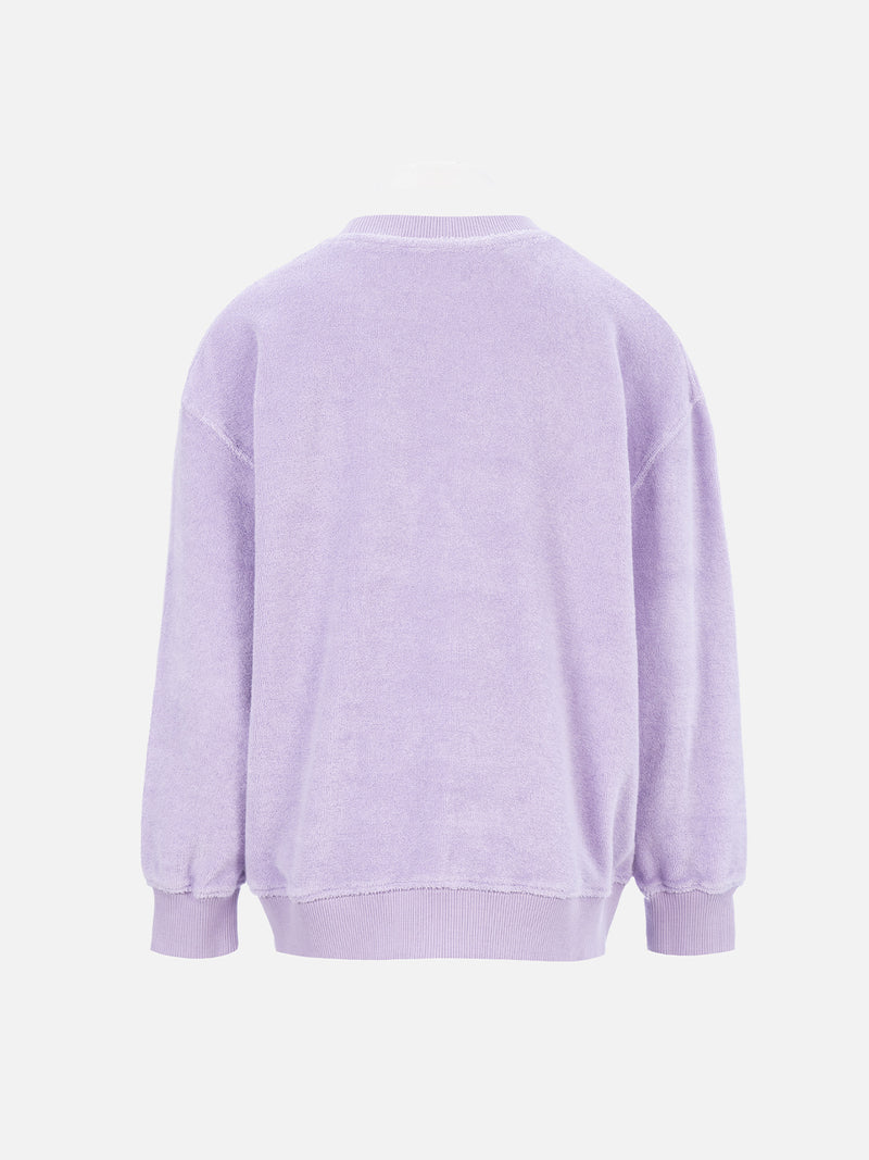 Girl lilac terry sweatshirt Briony with Saint Barth logo