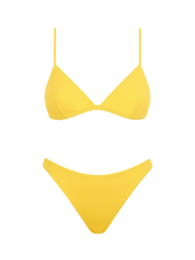 Gelber gerippter Triangel-Bikini für Damen
