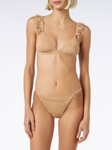 Triangel-Bikini in Wildlederoptik mit frecher Badehose