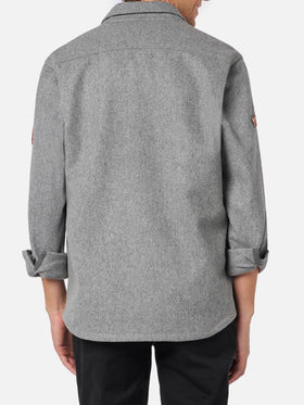 Man wooly grey overshirt with pockets and patches