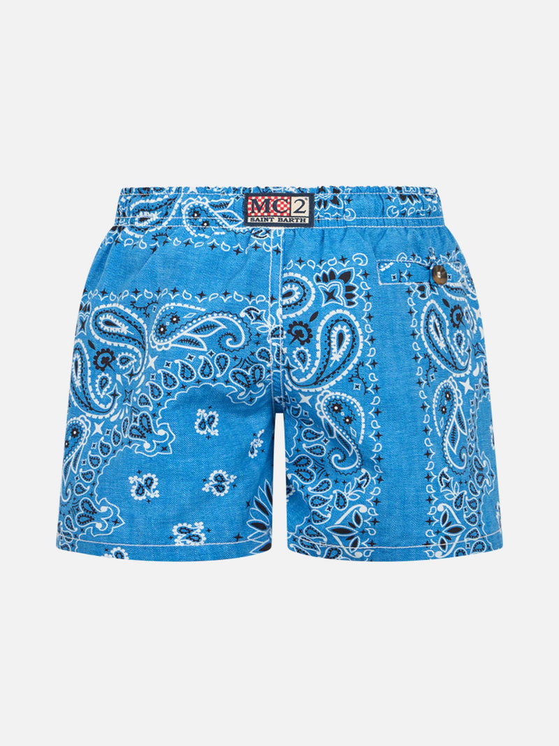 Mittellange Badeshorts für Jungen Caprese Jr mit Denim-Bandana-Print