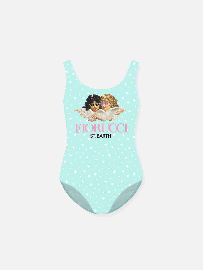 Girl one piece swimsuit with Fiorucci print | FIORUCCI SPECIAL EDITION