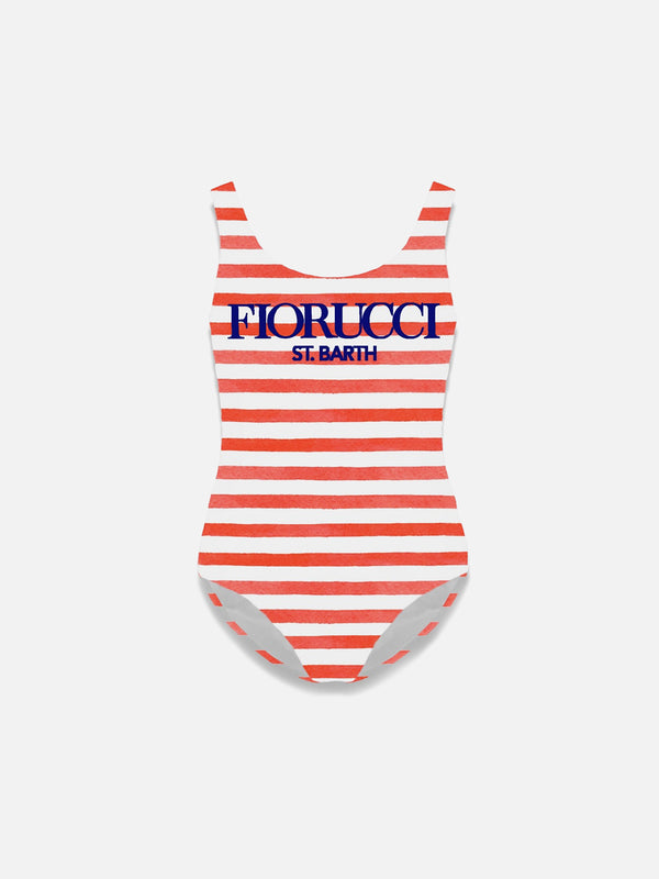 Girl one piece swimsuit with Fiorucci print | FIORUCCI SPECIAL EDITION