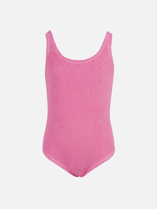 Cara pink crinkle one-piece swimsuit