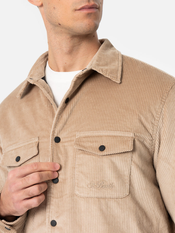 Beiges Cord-Overshirt Chalet für Herren mit St. Barth-Stickerei