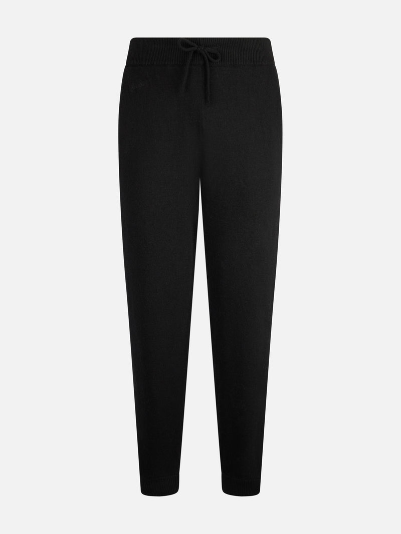 Woman knitted black jogger pants