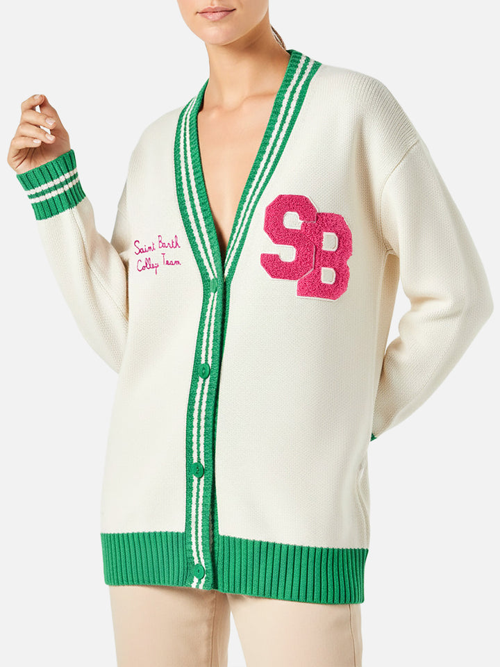 Woman white cardigan with embroidery
