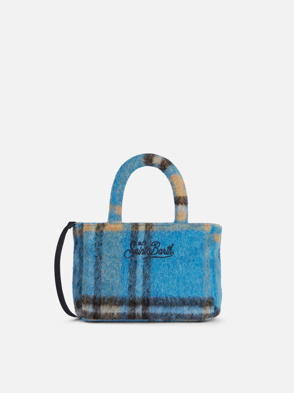 Soft wooly Clarine handbag with tartan pattern