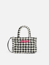 Soft wooly Clarine handbag with pied de poule lurex pattern