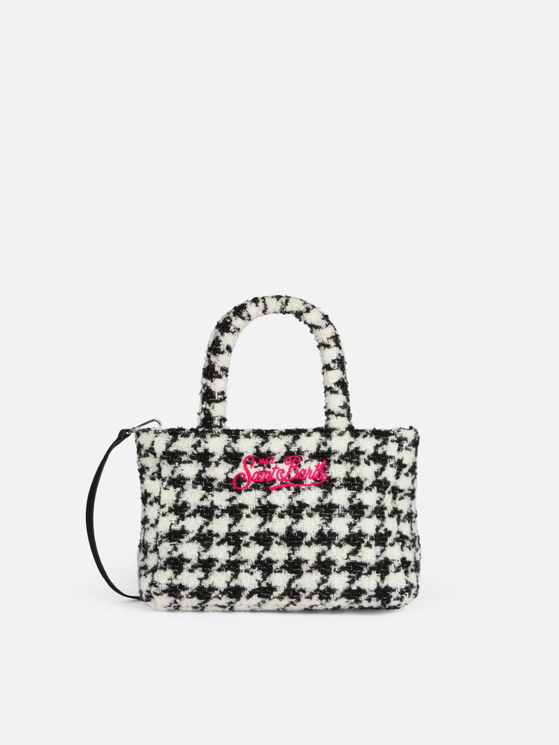 Soft wooly Clarine handbag with pied de poule lurex pattern