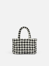 Soft wooly Clarine handbag with pied de poule lurex pattern