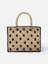 Naturbeige Colette Raffia-Handtasche mit Polka-Dot-Applikationen