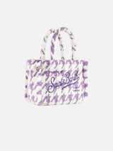 Wooly Colette fringed handbag with pied de poule pattern