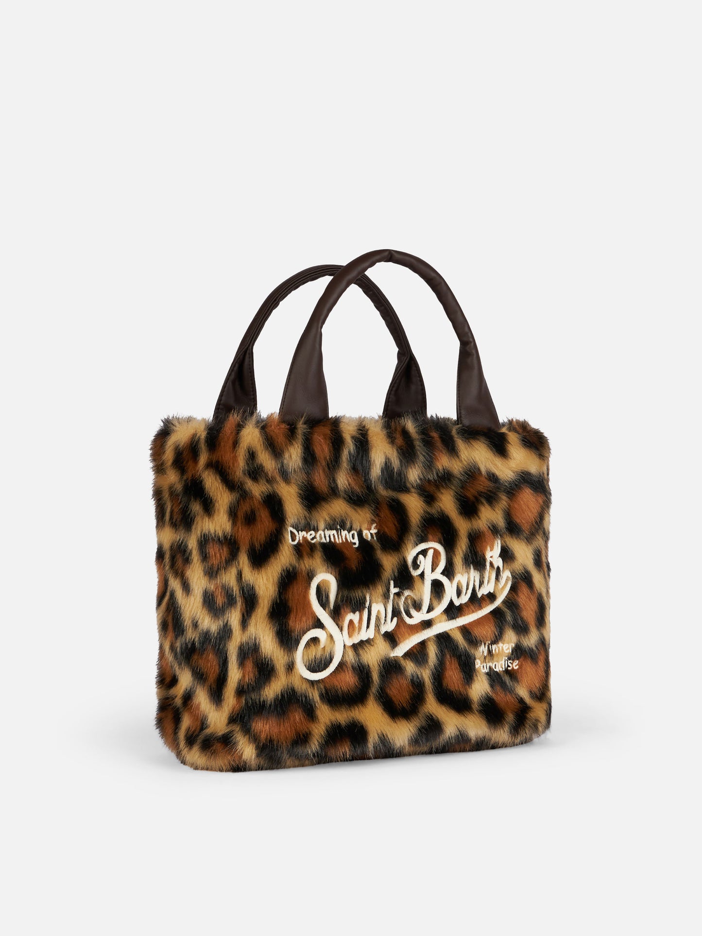 Pelzige, weiche Colette-Handtasche mit Animalier-Jacquard-Print