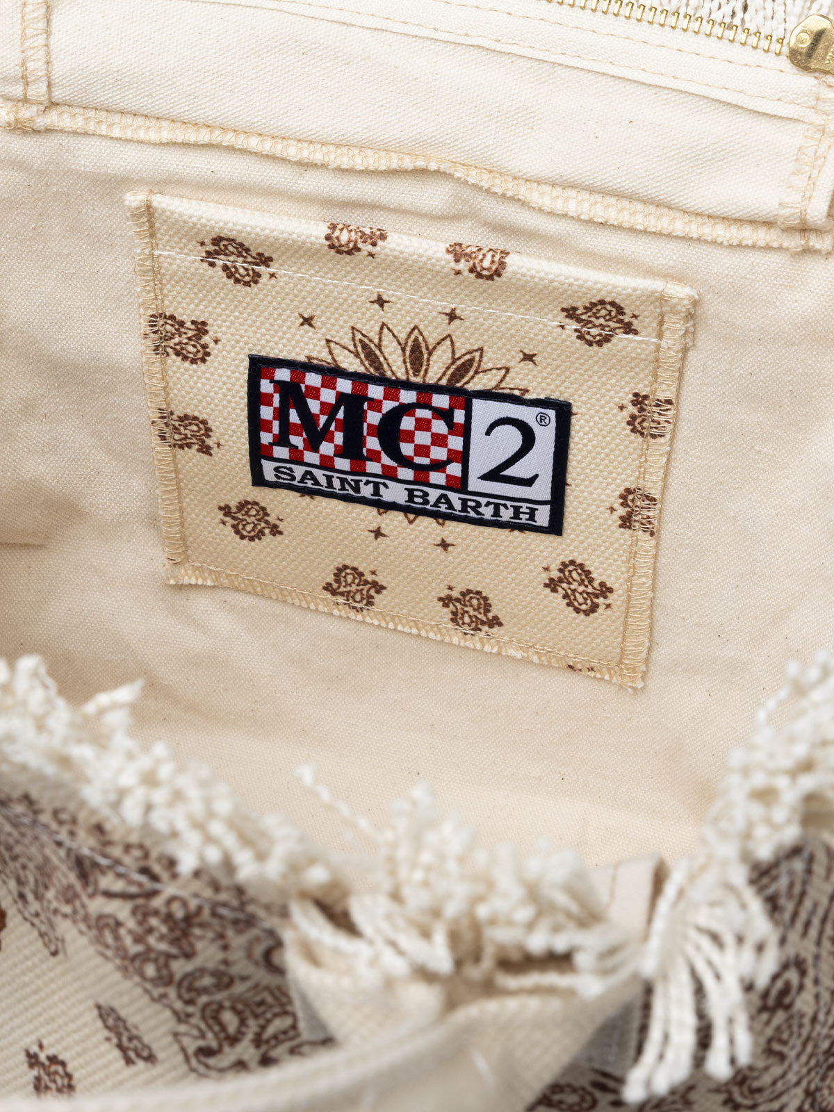 Borsa Colette in tela di cotone bandana bianco sporco