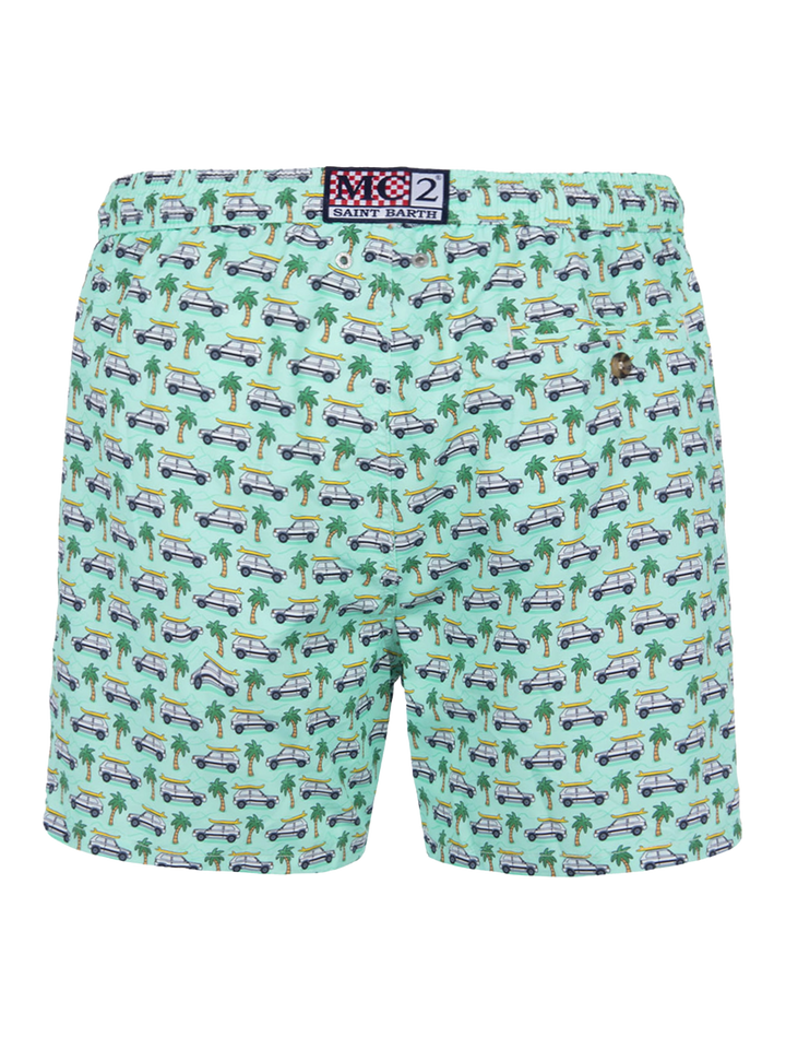 Man lightweight fabric swim-shorts Lighting Micro Fantasy with Panda print | PANDA SPECIAL EDITION