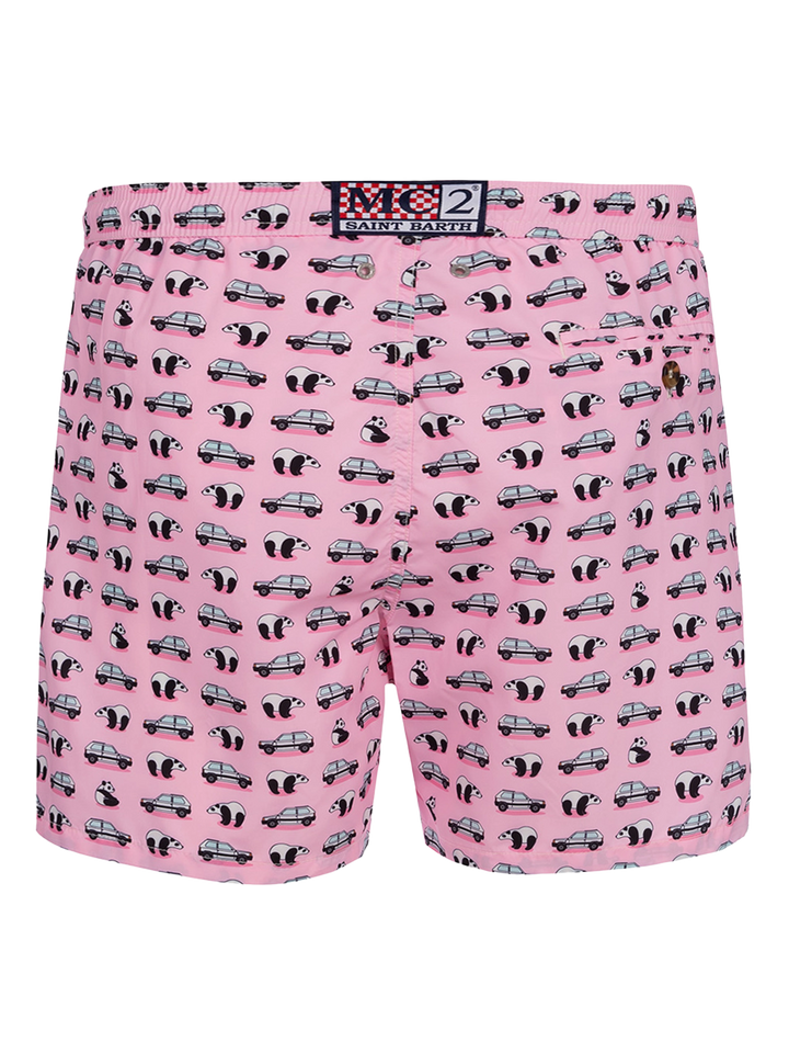 Man lightweight fabric swim-shorts Lighting Micro Fantasy with Panda and panda print | PANDA SPECIAL EDITION
