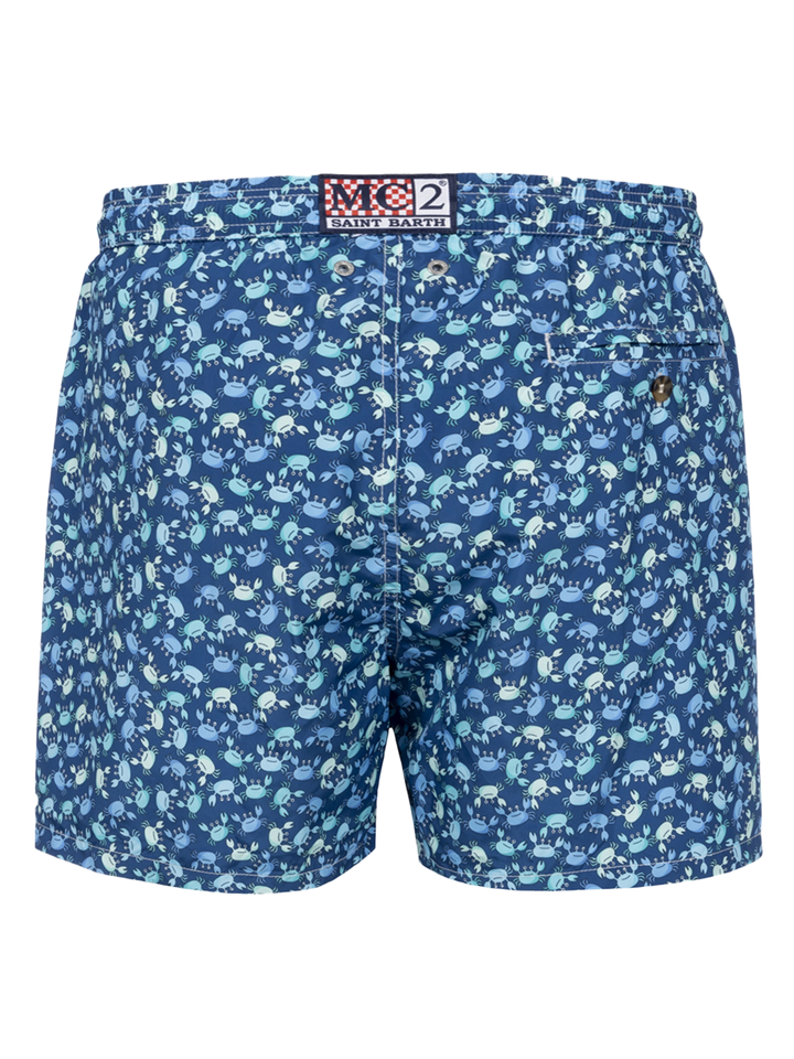 Herren-Badeshorts Lighting 70 aus leichtem Stoff mit Krabbenaufdruck