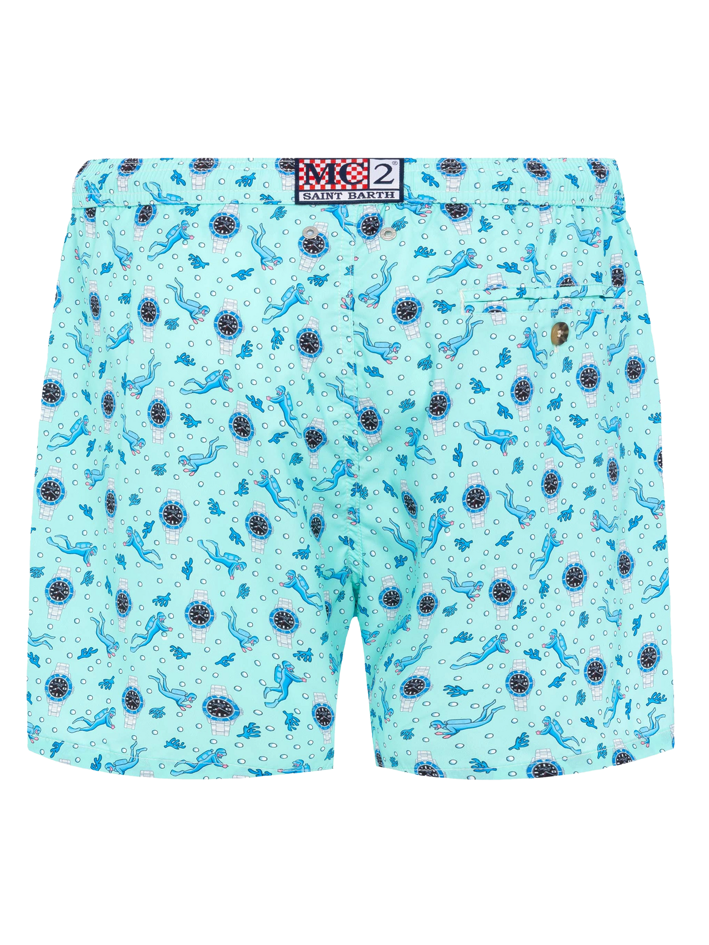 Lightweight fabric swim shorts Lighting with watch print