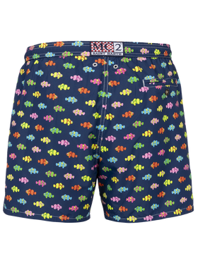 Man lightweight fabric swim-shorts Lighting Micro Fantasy with clownfishes print