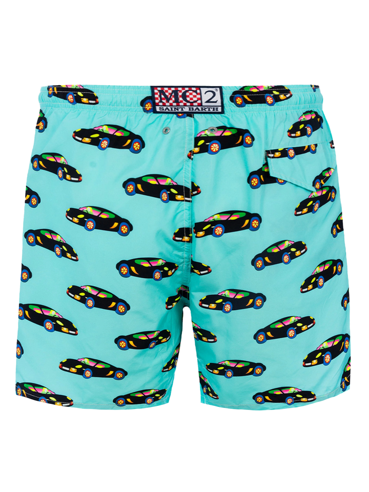 Costume da bagno da uomo in tessuto leggero Illuminazione con stampa automobile Lodola |MARCO LODOLA SPECIAL EDITION