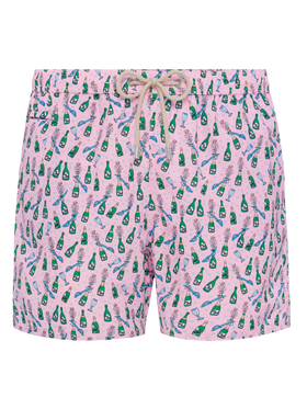 Lightweight fabric swim shorts Lighting with sabrage and bottle print