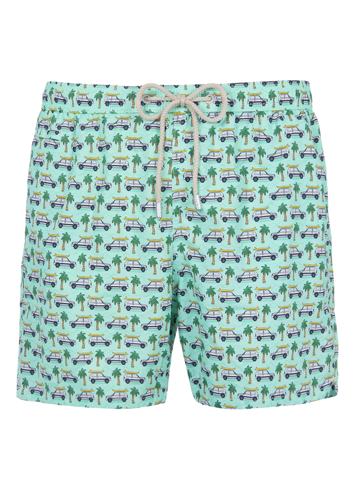 Man lightweight fabric swim-shorts Lighting Micro Fantasy with Panda print | PANDA SPECIAL EDITION