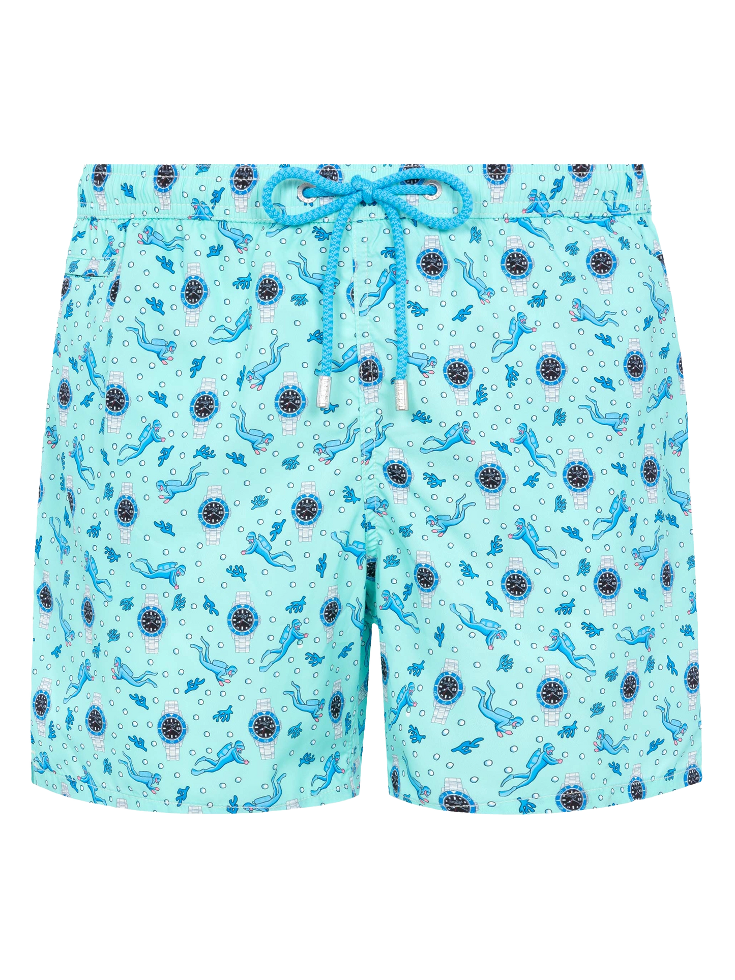 Lightweight fabric swim shorts Lighting with watch print
