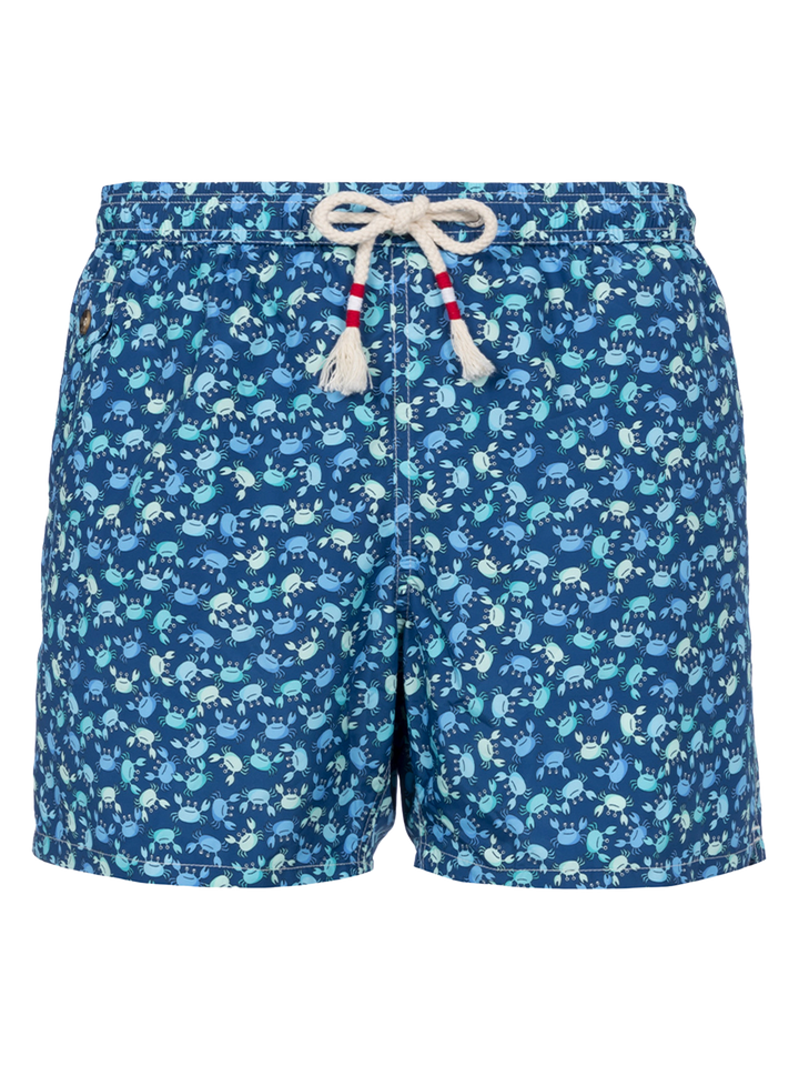 Herren-Badeshorts Lighting 70 aus leichtem Stoff mit Krabbenaufdruck