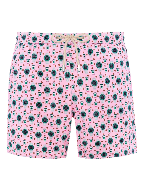 Man lightweight fabric swim-shorts Lighting Micro Fantasy with watches print - MC2 Saint Barth
