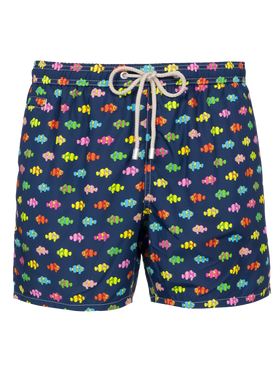 Man lightweight fabric swim-shorts Lighting Micro Fantasy with clownfishes print