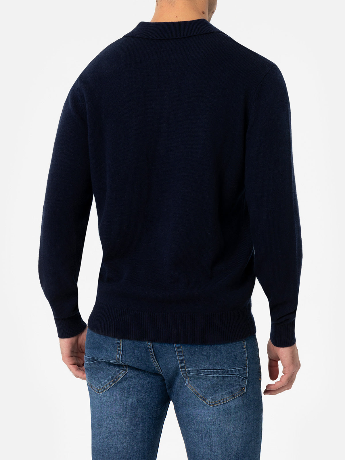 Man navy blue cashmere blend polo collar sweater Covent - MC2 Saint Barth