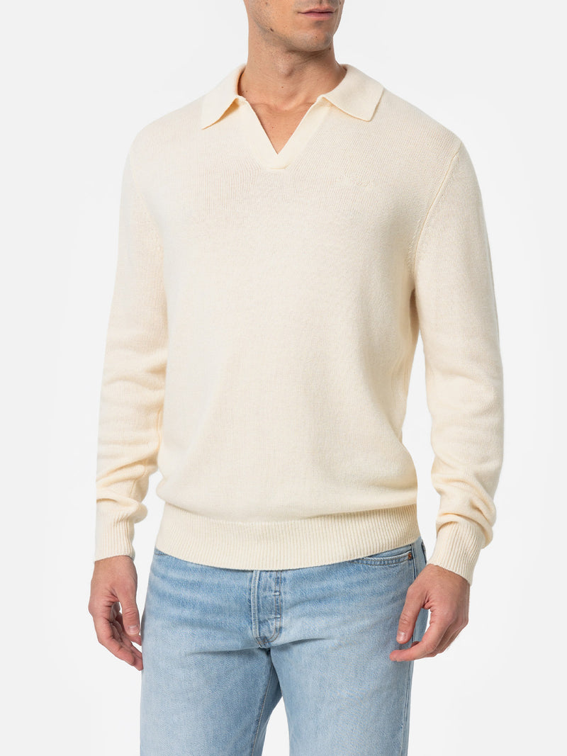 Weißer Kaschmir-Pullover mit Polokragen Covent für Herren