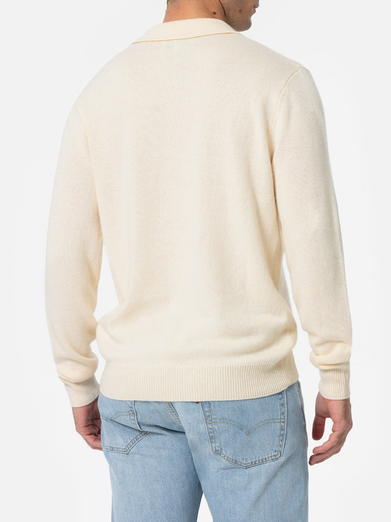 Weißer Kaschmir-Pullover mit Polokragen Covent für Herren