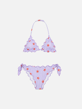 Bikini triangle classique pour fille Cris avec imprimé étoiles de mer 
