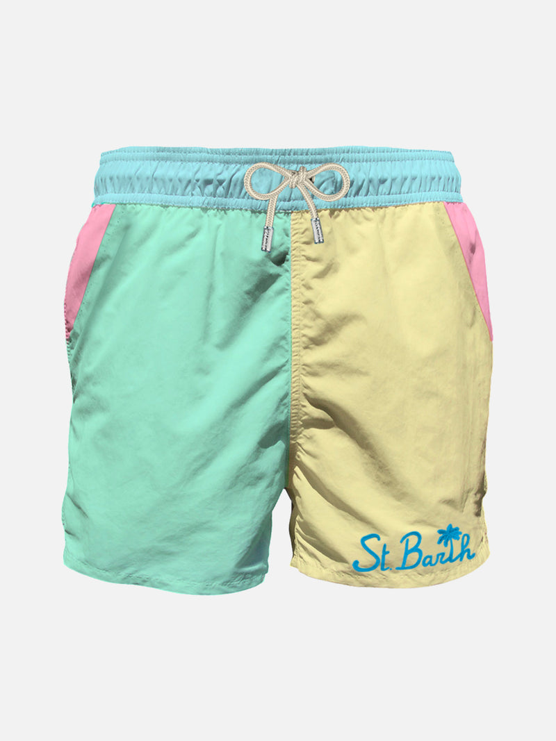 Man multicolor swim shorts with pocket