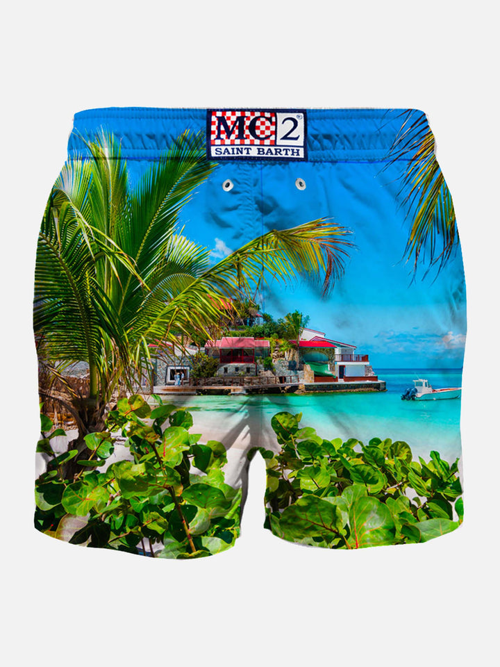 Man swim shorts with Caribbean island print