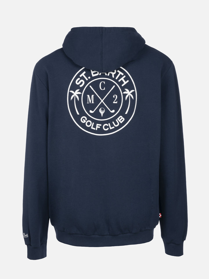 Man zipped cotton fleece hoodie Danny with front and back print - MC2 Saint Barth