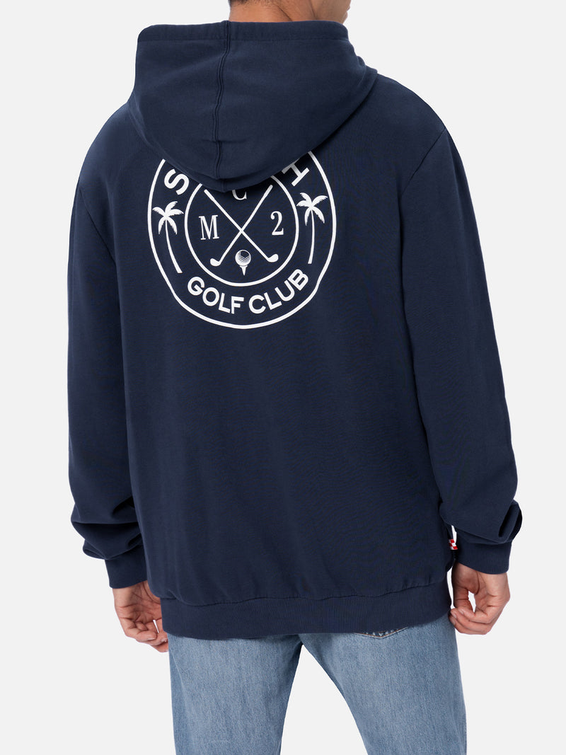 Man zipped cotton fleece hoodie Danny with front and back print