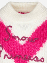 Maglia da bambina morbida dalla forma squadrata con ricamo Snow Princess