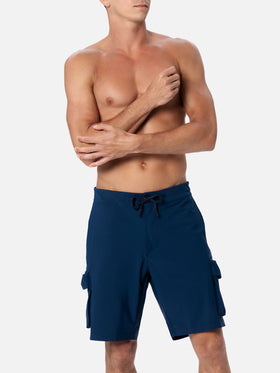 Navy blue technic fabric bermuda shorts Deck - MC2 Saint Barth